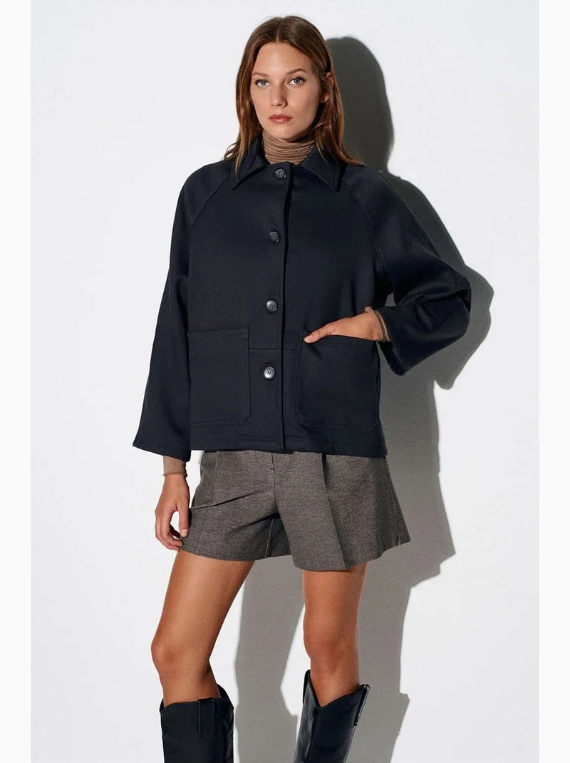 Chaqueta oversize de tejido con efecto peluche con botones dilvin Negro - Kiabi