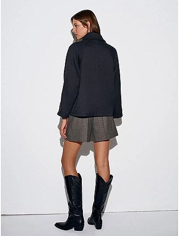 Chaqueta oversize de tejido con efecto peluche con botones