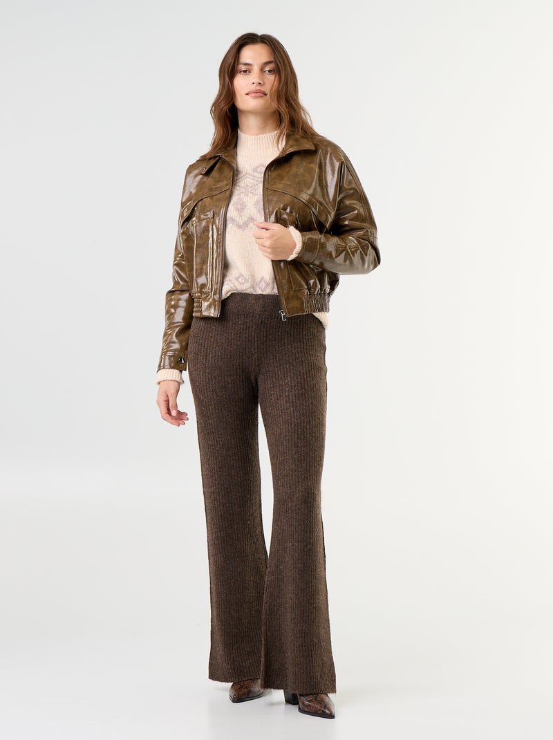 Chaqueta oversize de vinilo Kaki - Kiabi