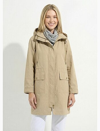 Parka impermeable con cremallera y botones a presión en la capucha - Afibel