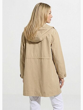 Parka impermeable con cremallera y botones a presión en la capucha - Afibel