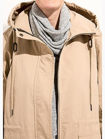 Parka impermeable con cremallera y botones a presión en la capucha - Afibel