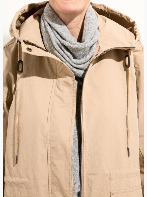 Chaqueta parka con cremallera y botones a presión, con capucha y repelente al agua - Afibel - Kiabi