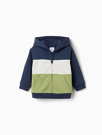 Chaqueta perchada con capucha y bloque de colores