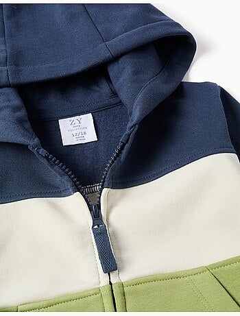 Chaqueta perchada con capucha y bloque de colores