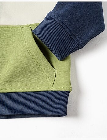 Chaqueta perchada con capucha y bloque de colores