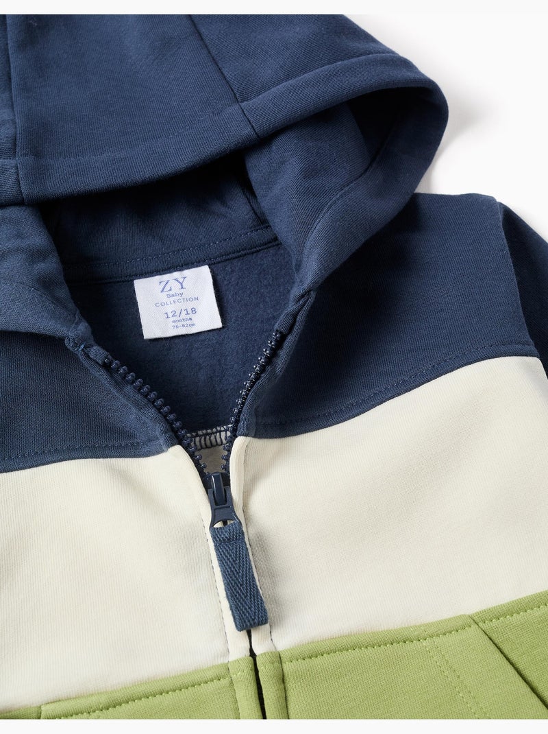 Chaqueta perchada con capucha y bloque de colores Azul oscuro - Kiabi