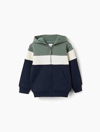 Chaqueta perchada con capucha y bloques de color