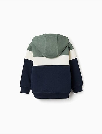 Chaqueta perchada con capucha y bloques de color