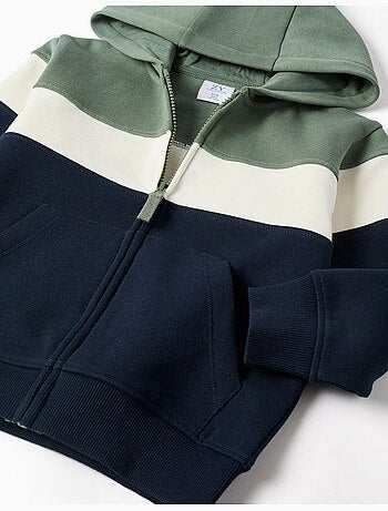 Chaqueta perchada con capucha y bloques de color