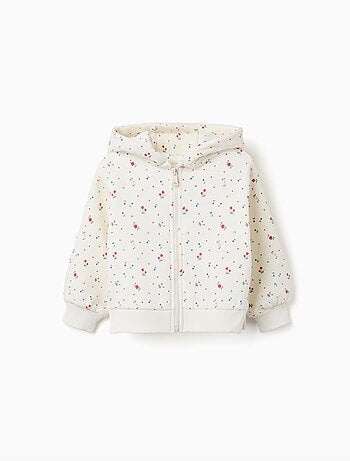 Chaqueta perchada con capucha y estampado floral