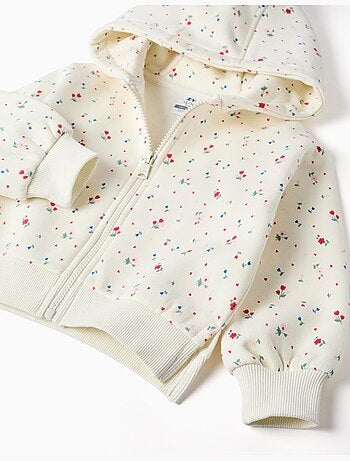 Chaqueta perchada con capucha y estampado floral
