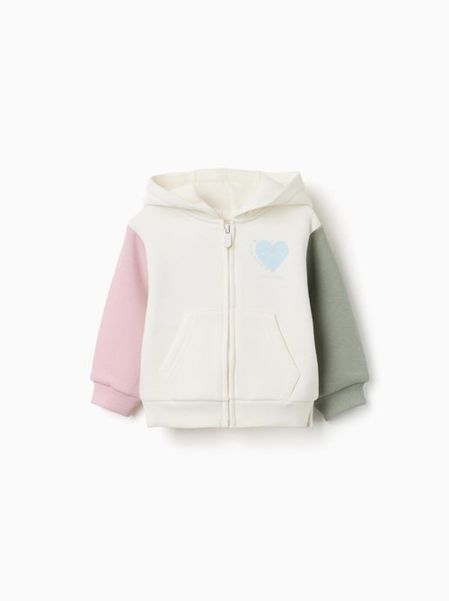 Chaqueta perchada con capucha y estampados de corazones - Kiabi