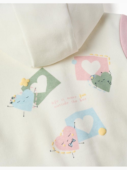 Chaqueta perchada con capucha y estampados de corazones - Kiabi