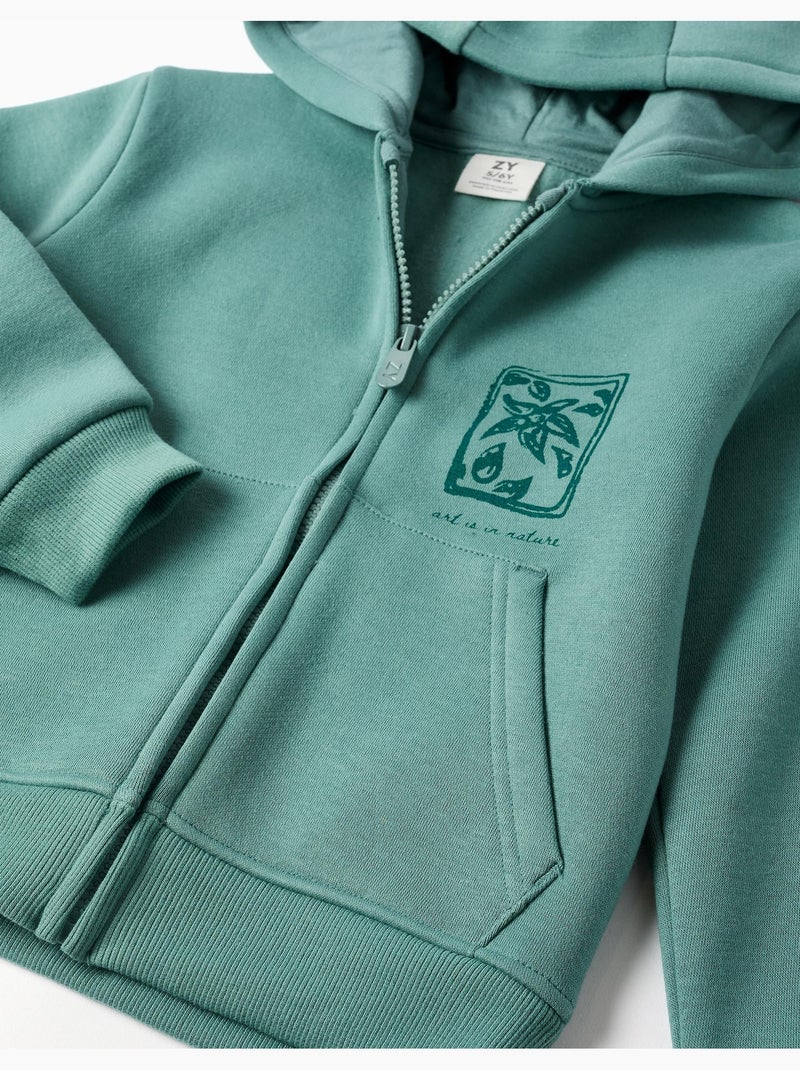 Chaqueta perchado con capucha con estampados florales Verde claro - Kiabi