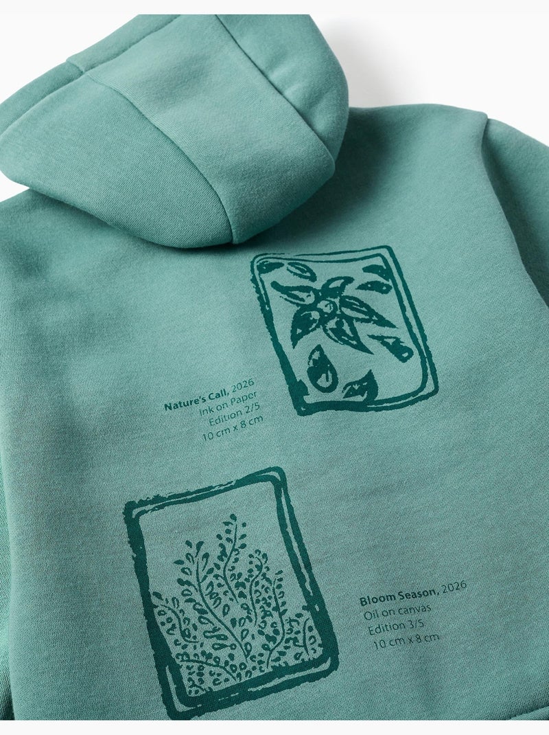 Chaqueta perchado con capucha con estampados florales Verde claro - Kiabi