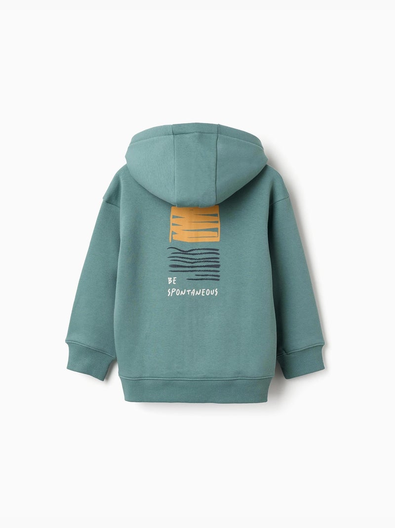 Chaqueta perchado con capucha y estampado Be Spontaneous Verde claro - Kiabi