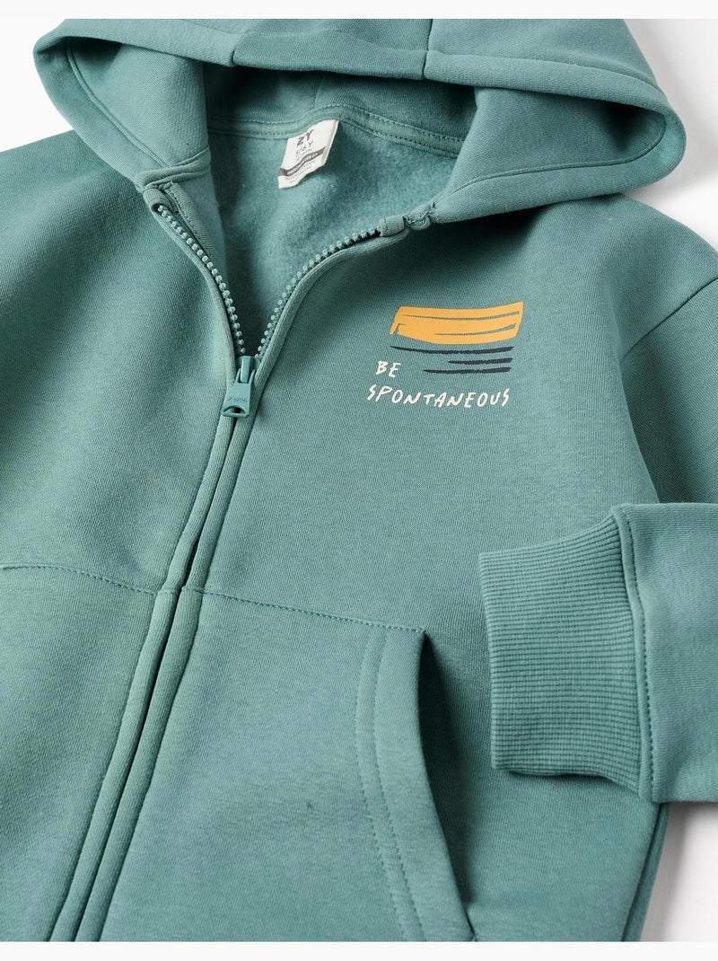 Chaqueta perchado con capucha y estampado Be Spontaneous Verde claro - Kiabi