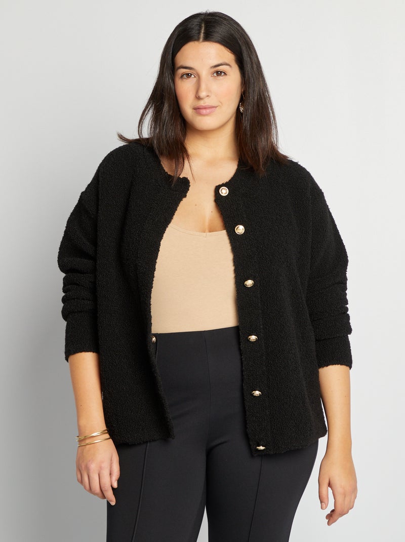 Chaqueta polar con botones dorados negro - Kiabi