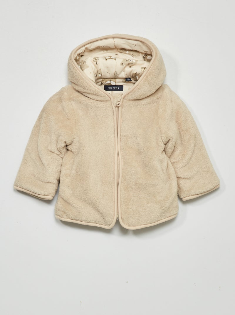 Chaqueta polar con capucha BEIGE - Kiabi