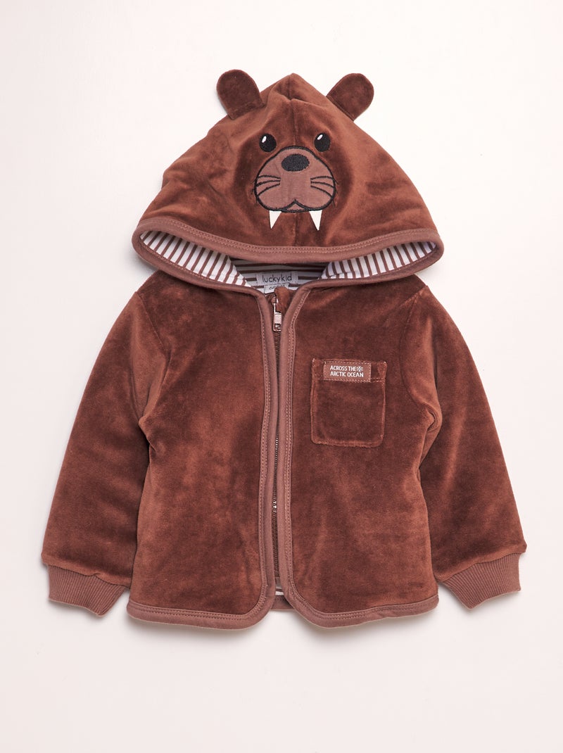Chaqueta polar con capucha 'foca' MARRON - Kiabi