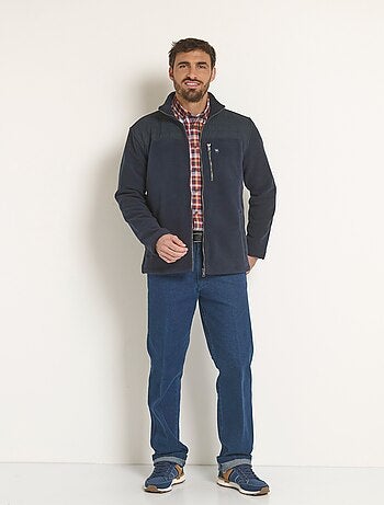 Chaqueta polar con cremallera y canesú en el hombro - Afibel