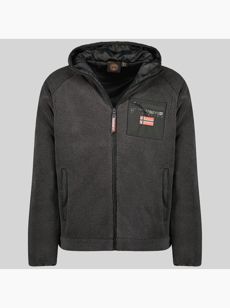 Chaqueta polar con cremallera y capucha udaf – geographical norway Gris oscuro - Kiabi