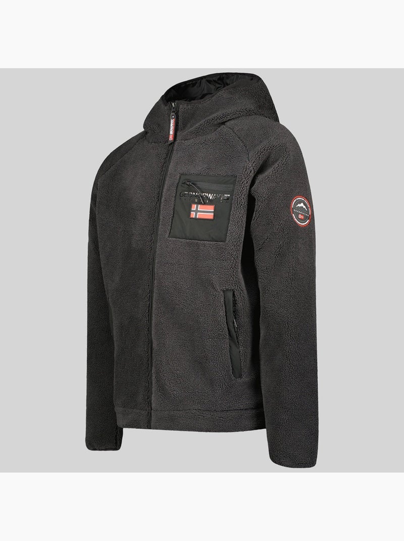 Chaqueta polar con cremallera y capucha udaf – geographical norway Gris oscuro - Kiabi