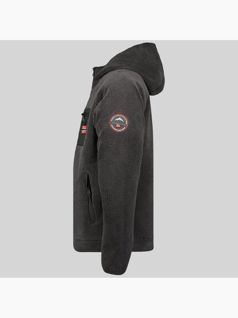 Chaqueta polar con cremallera y capucha udaf – geographical norway Gris oscuro - Kiabi