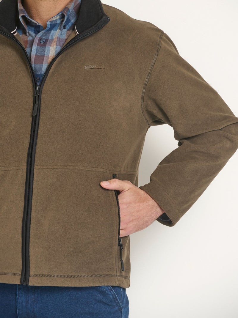 Chaqueta polar con cremallera y cuello alto - Afibel Marrón - Kiabi