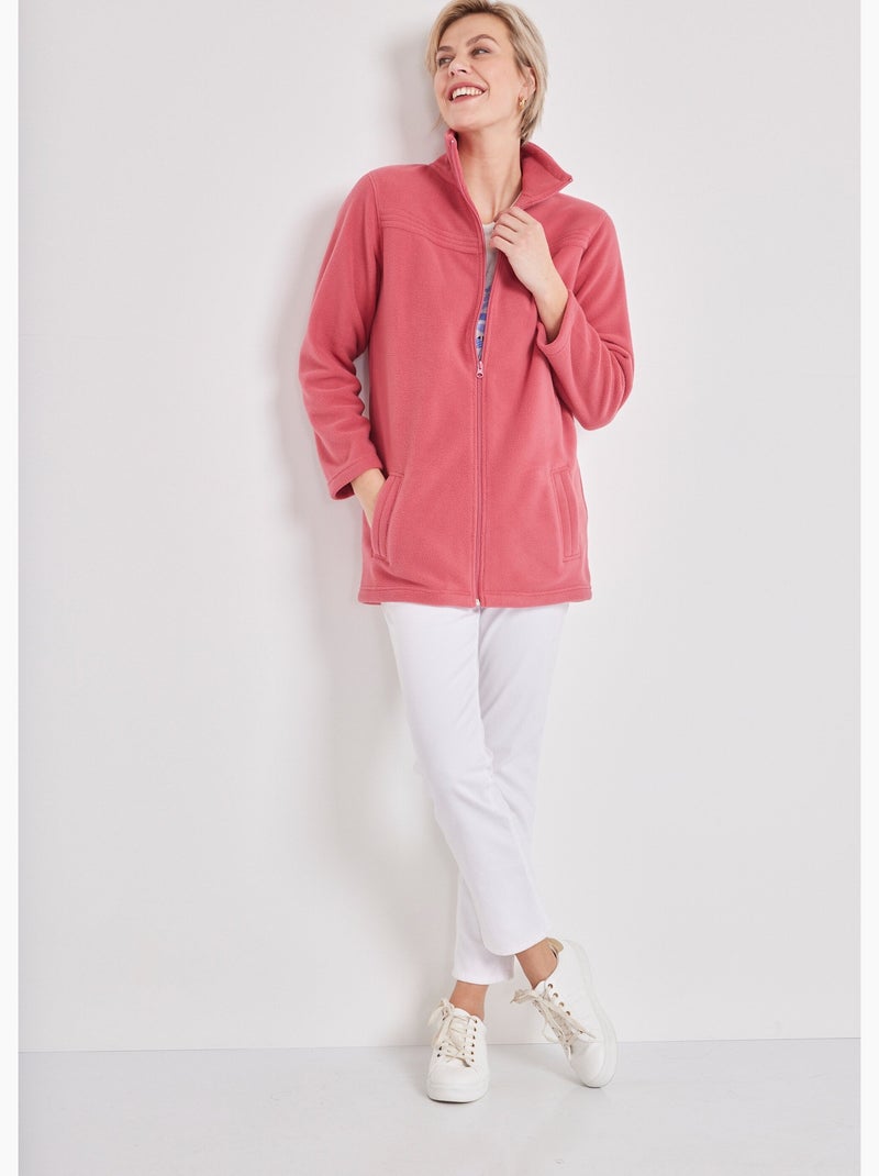 Chaqueta polar con cremallera y mangas largas. - afibel Frambuesa - Kiabi