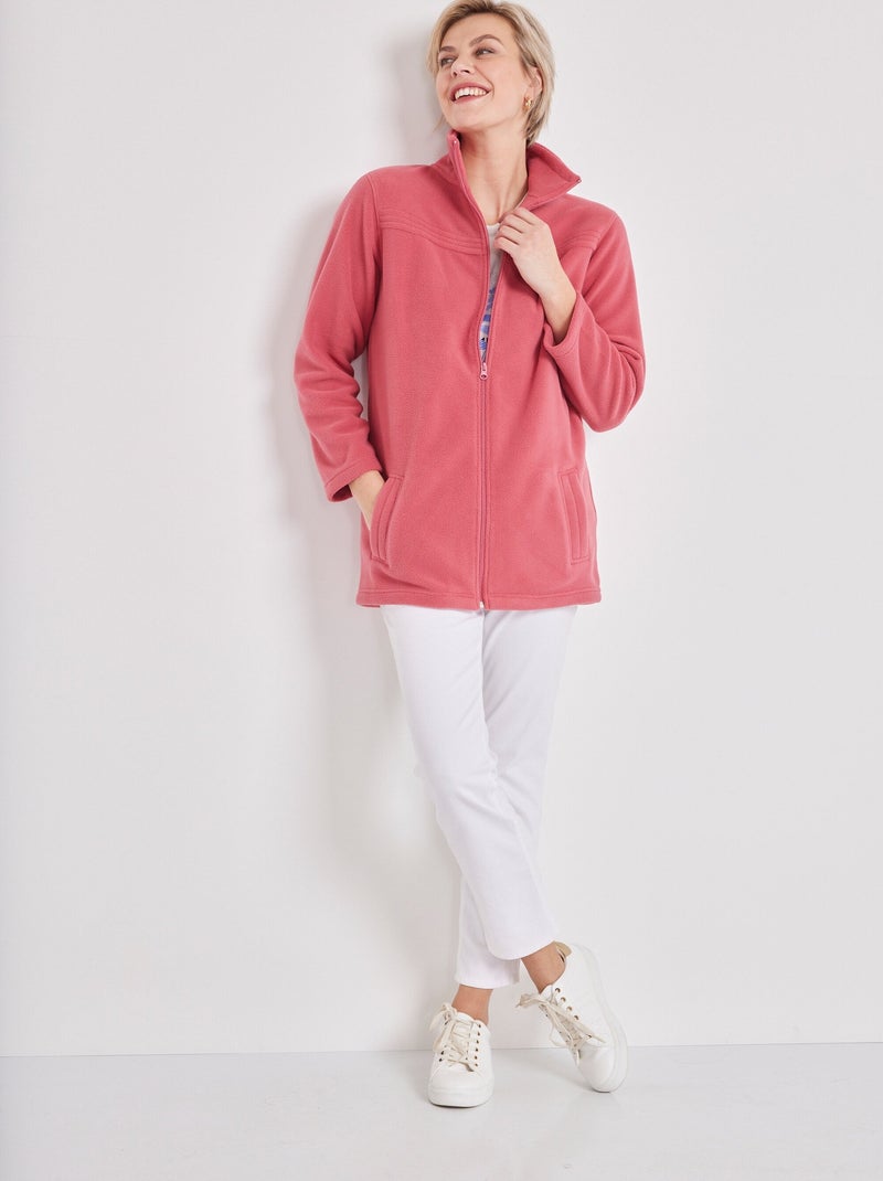 Chaqueta polar con cremallera y mangas largas. - Afibel Rosa - Kiabi