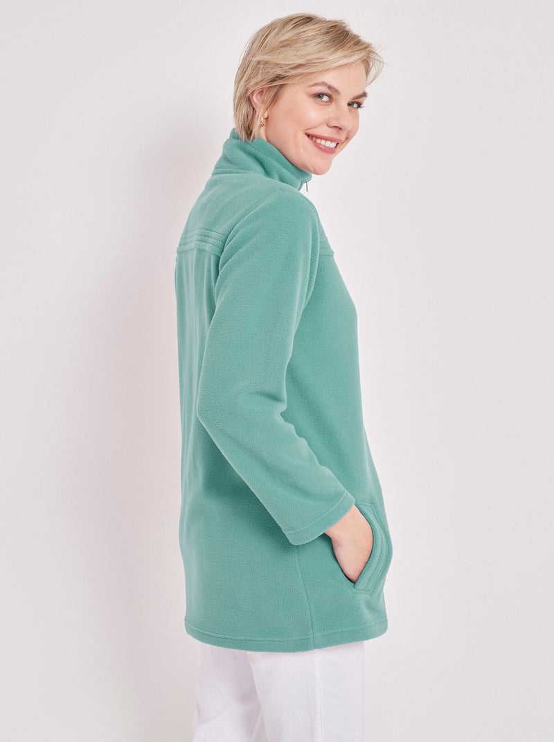 Chaqueta polar con cremallera y mangas largas. - Afibel Verde - Kiabi