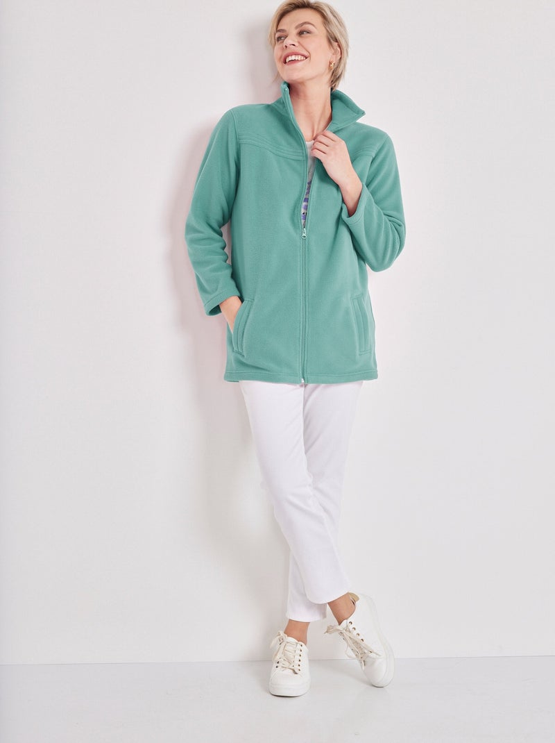 Chaqueta polar con cremallera y mangas largas. - Afibel Verde - Kiabi
