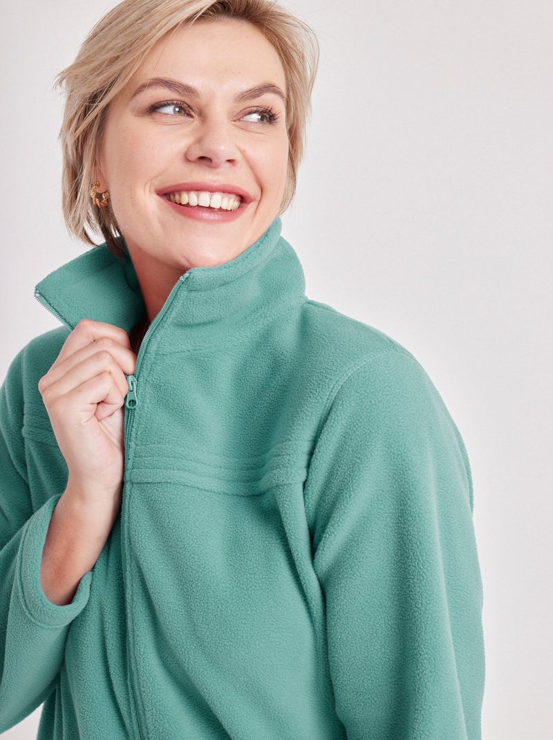 Chaqueta polar con cremallera y mangas largas. - Afibel Verde - Kiabi