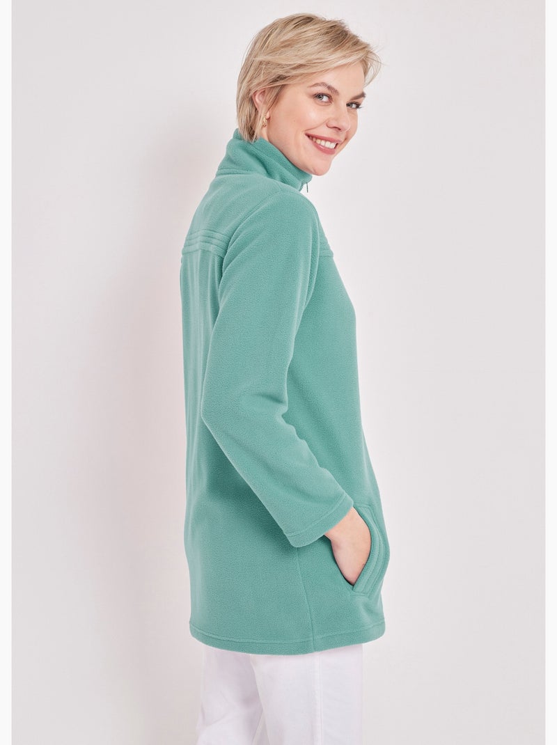 Chaqueta polar con cremallera y mangas largas. - Afibel Verde menta - Kiabi