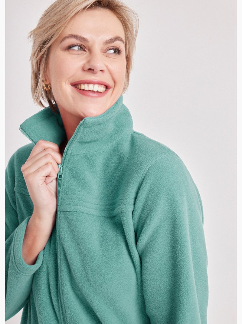 Chaqueta polar con cremallera y mangas largas. - Afibel Verde menta - Kiabi