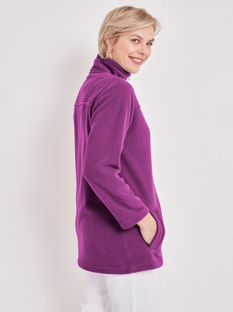 Chaqueta polar con cremallera y mangas largas. - Afibel Violeta berenjena - Kiabi