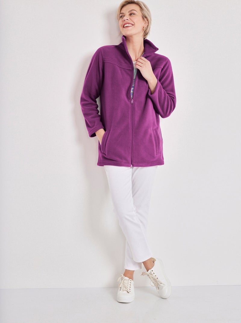 Chaqueta polar con cremallera y mangas largas. - Afibel Violeta berenjena - Kiabi