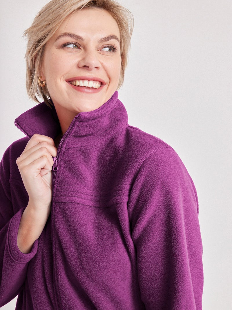 Chaqueta polar con cremallera y mangas largas. - Afibel Violeta berenjena - Kiabi