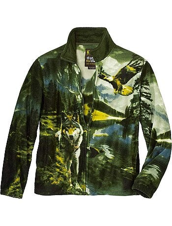 Chaqueta polar estampada con cremallera y cuello alto rocheuses