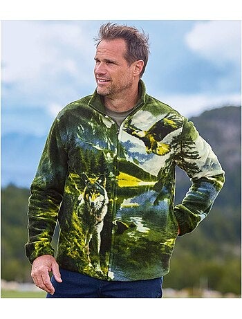 Chaqueta polar estampada con cremallera y cuello alto rocheuses
