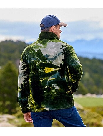 Chaqueta polar estampada con cremallera y cuello alto rocheuses