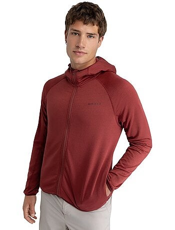 Chaqueta polar ligera capucha montaña hombre senderismo hombre stride maroon