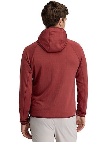 Chaqueta polar ligera capucha montaña hombre senderismo hombre stride maroon