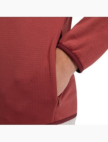 Chaqueta polar ligera capucha montaña hombre senderismo hombre stride maroon