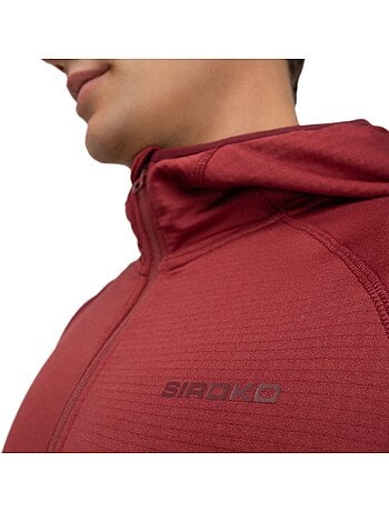 Chaqueta polar ligera capucha montaña hombre senderismo hombre stride maroon