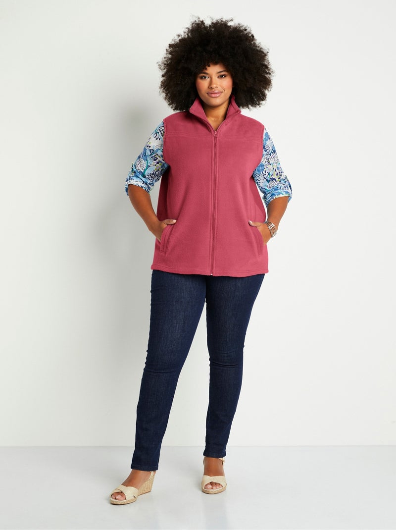 Chaqueta polar sin mangas con cremallera - Afibel Rosa - Kiabi