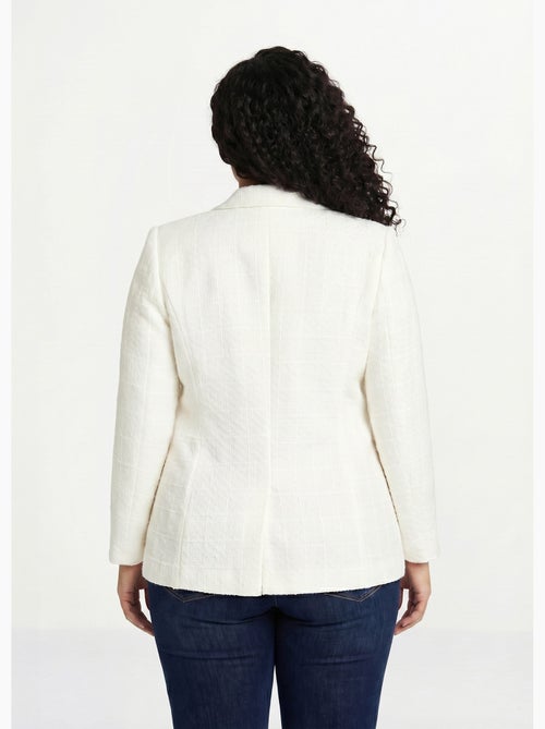 Chaqueta recta abotonada en tejido de cesta con cuello sastre - Afibel - Kiabi