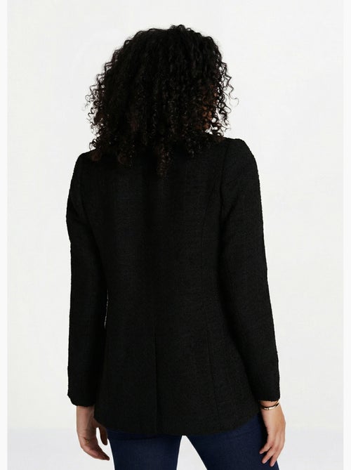 Chaqueta recta abotonada en tejido de cesta con cuello sastre - Afibel - Kiabi